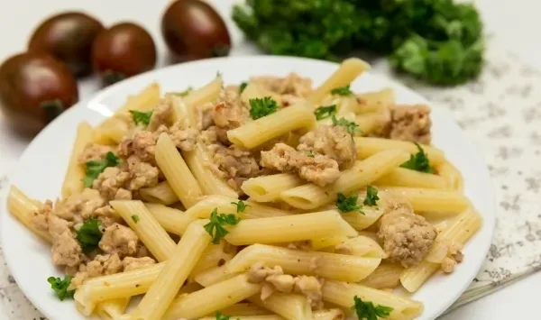 Фото блюда: Макароны с куриным фаршем