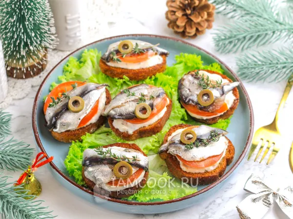 Фото блюда: Брускетта с килькой