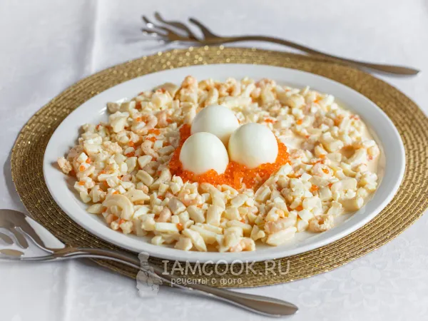 Фото блюда: Салат «Морская жемчужина» с креветками и кальмарами