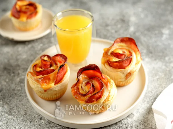 Фото блюда: Слоеные булочки с ветчиной и сыром