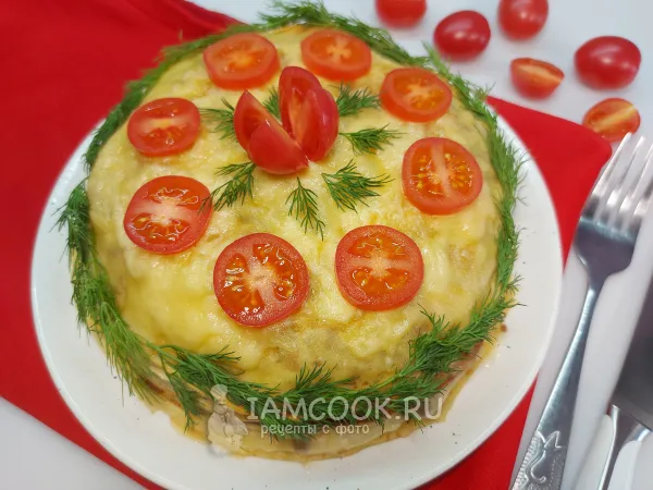 Фото блюда: Блинный торт с фаршем