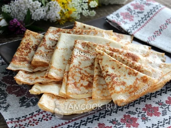 Фото блюда: Тонкие блины на сыворотке (с дырочками)