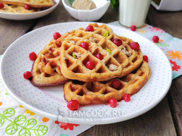 Фото блюда: Вафли с халвой в вафельнице