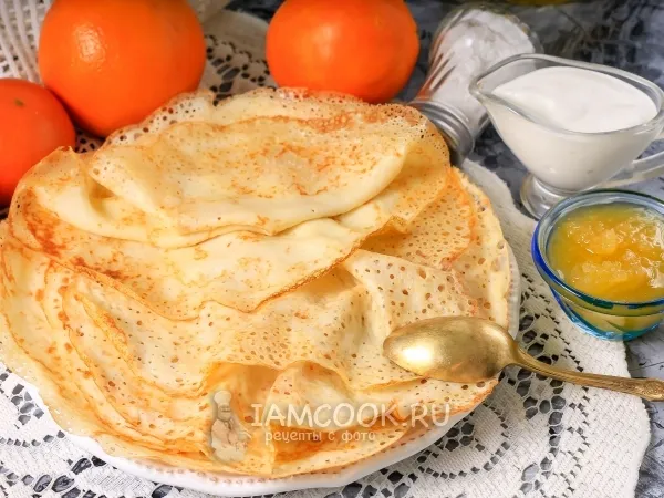 Фото блюда: Ажурные блинчики на кефире с дырочками