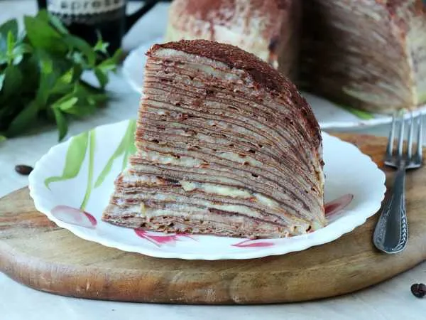 Фото блюда: Шоколадный блинный торт с заварным кремом