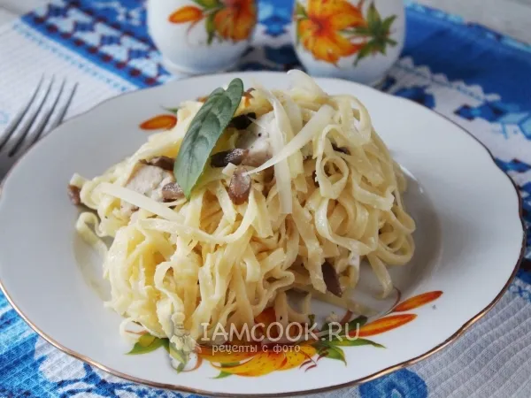 Фото блюда: Карбонара с курицей и грибами