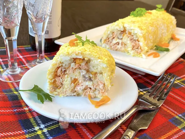 Фото блюда: Салат-рулет «Мимоза»