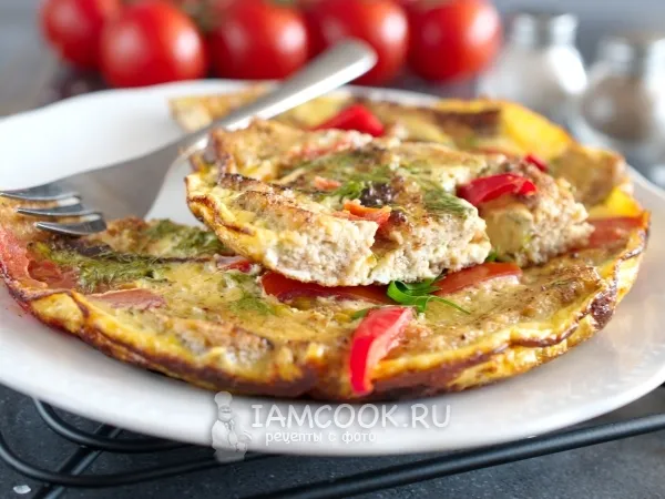 Фото блюда: Омлет с хлебом на сковороде