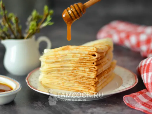 Фото блюда: Постные блины с крахмалом и мукой на воде