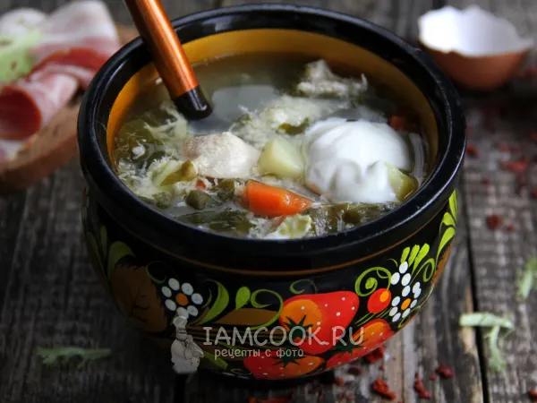 Фото блюда: Суп из щавеля с яйцом и курицей