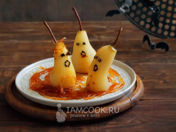 Фото блюда: Груши «Привидения» на Хэллоуин