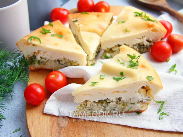 Фото блюда: Заливной пирог с рыбным фаршем (на кефире)