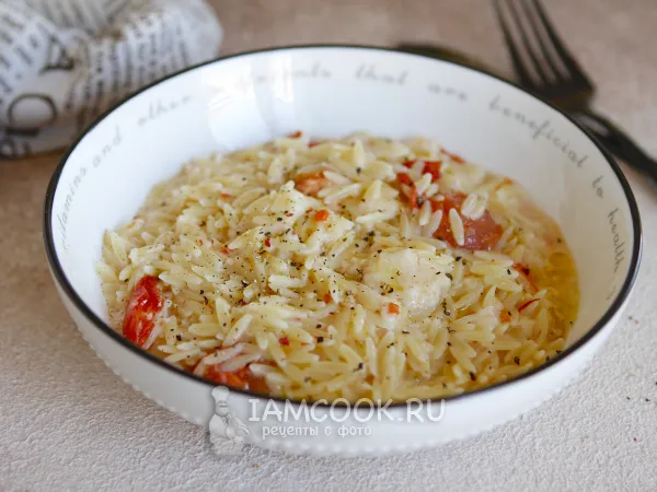 Фото блюда: Паста орзо с моцареллой