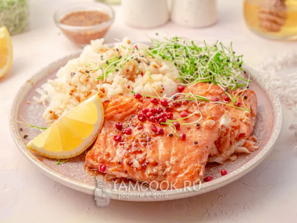 Фото блюда: Лосось в медово-горчичном соусе