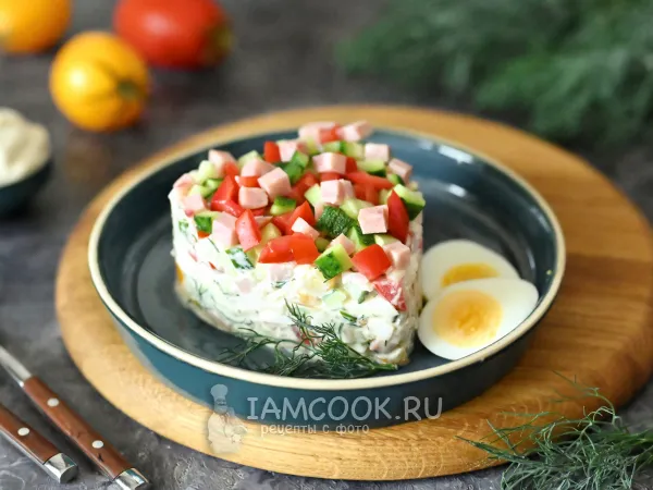 Фото блюда: Салат с рисом и колбасой