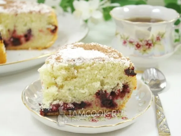 Фото блюда: Шарлотка с черной смородиной в мультиварке