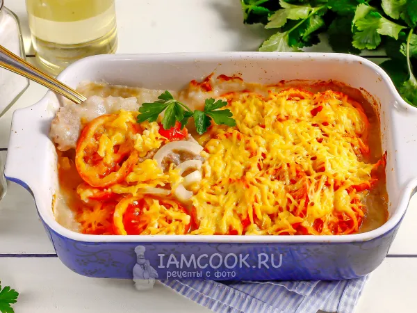 Фото блюда: Мясо по-французски с пюре в духовке