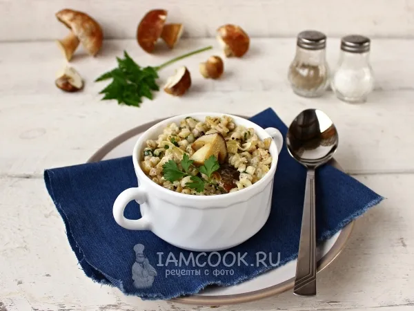 Фото блюда: Перловая каша со сливками и грибами