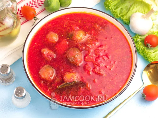 Фото блюда: Постный борщ с брюссельской капустой