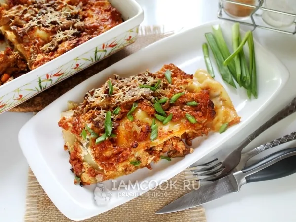 Фото блюда: Лазанья с лисичками и куриным фаршем