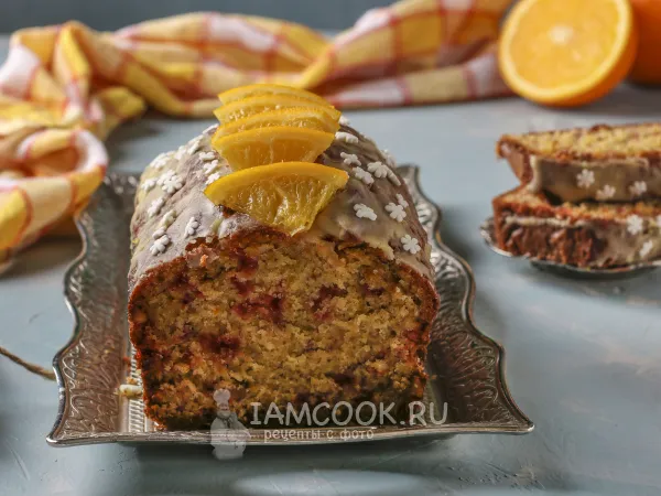 Фото блюда: Апельсиновый кекс с миндалём и цукатами