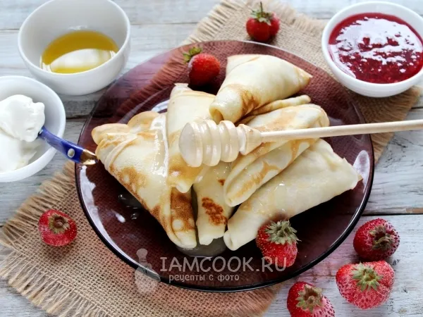 Фото блюда: Классические тонкие блины на сыворотке