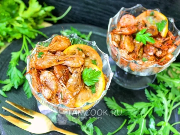 Фото блюда: Черноморские креветки в соевом соусе с лимоном