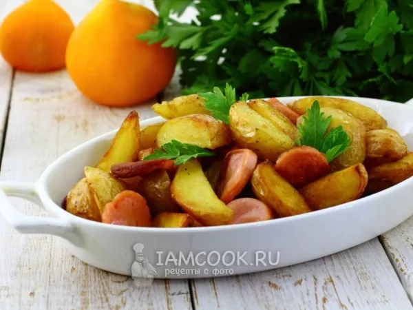Фото блюда: Жареная картошка с сосисками
