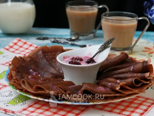 Фото блюда: Шоколадные блинчики на молоке