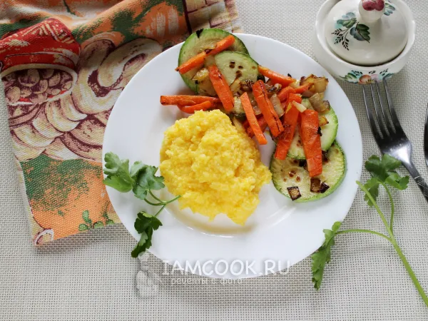 Фото блюда: Постная кукурузная каша в микроволновке