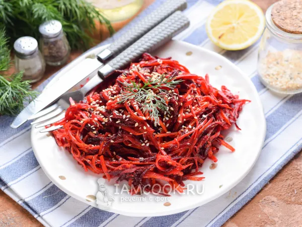 Фото блюда: Маринованная свекла с морковью быстрого приготовления