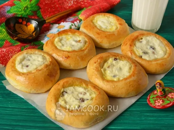 Фото блюда: Ватрушки из дрожжевого теста с творогом