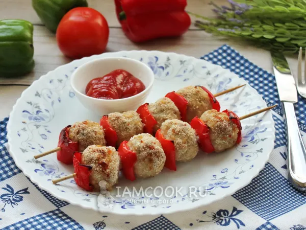 Фото блюда: Шашлык из фарша в духовке