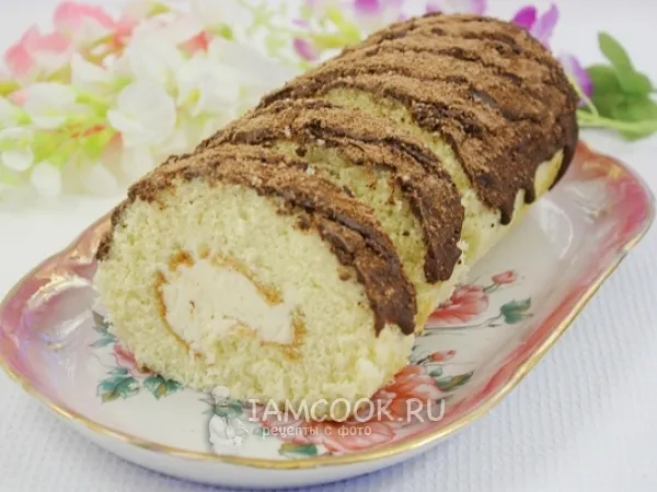 Фото блюда: Бисквитный рулет с кремом