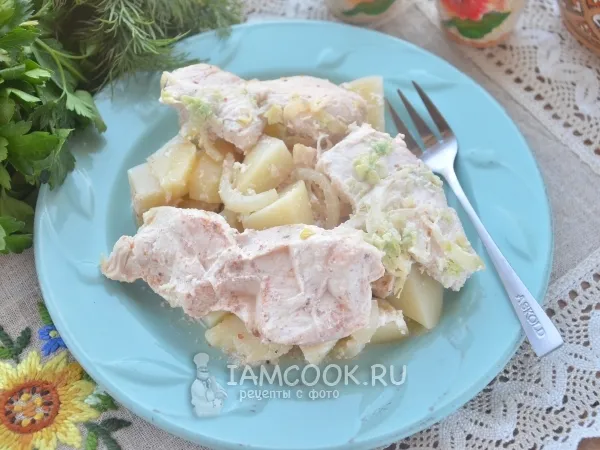 Фото блюда: Курица в кефире с картошкой в духовке