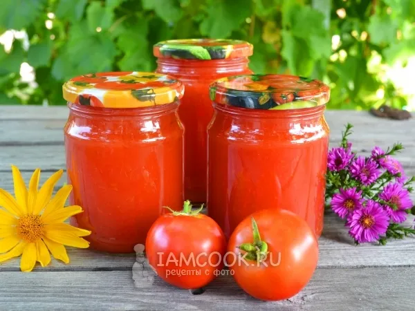 Фото блюда: Томатный сок через мясорубку на зиму