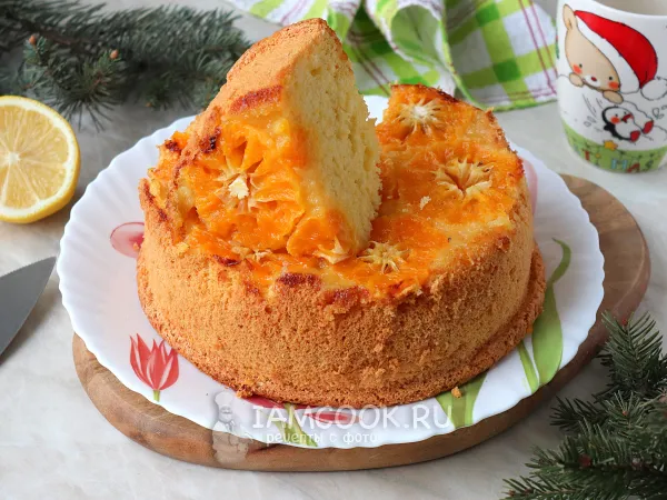 Фото блюда: Рождественская шарлотка с мандаринами (пышная)