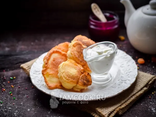 Фото блюда: Пышные оладьи на горячем кефире