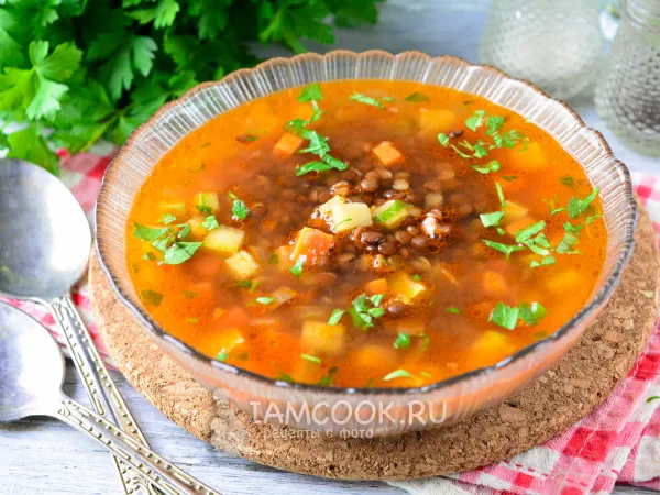 Фото блюда: Суп с чечевицей и кабачком