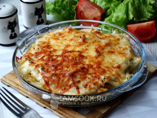 Фото блюда: Макароны под соусом бешамель в духовке