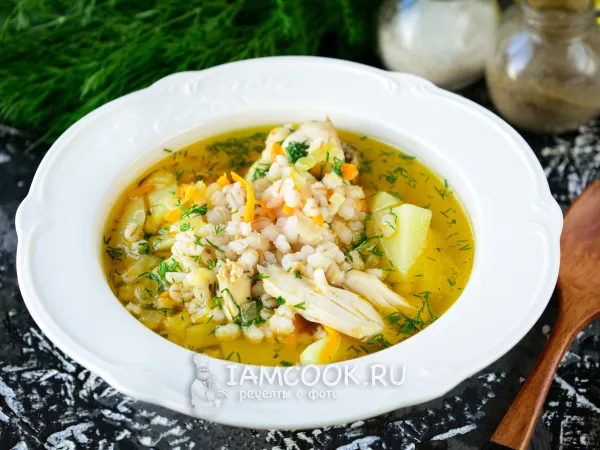 Фото блюда: Суп с курицей и перловкой
