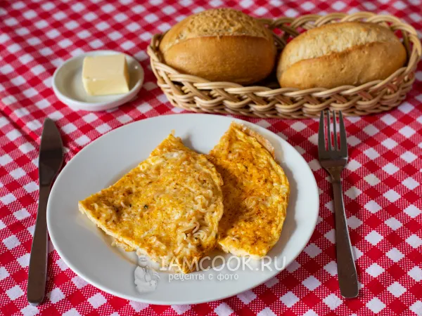 Фото блюда: Омлет с лапшой