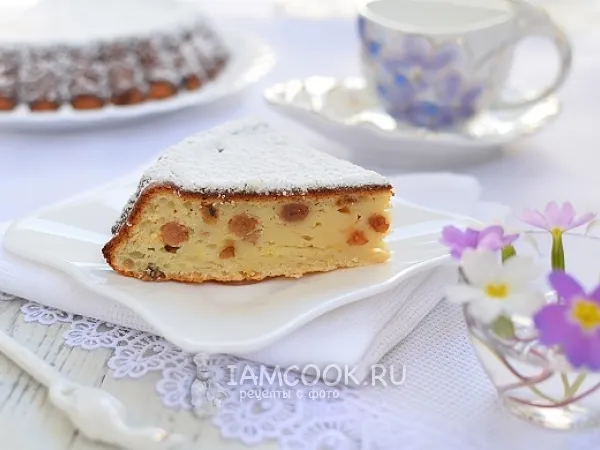 Фото блюда: Творожный пирог с лимоном и изюмом