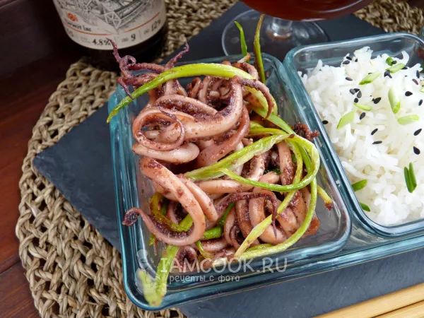 Фото блюда: Щупальца кальмаров с черемшой