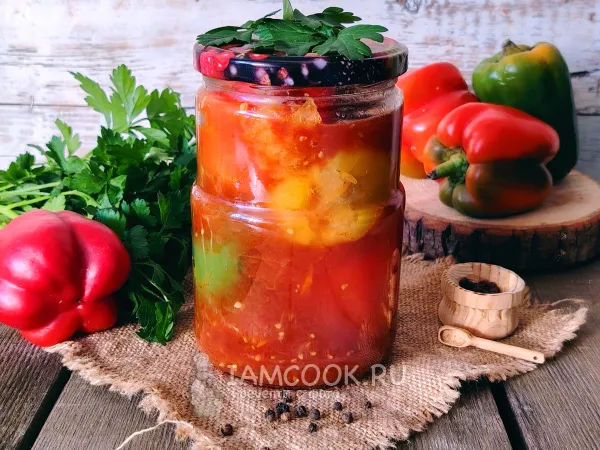 Фото блюда: Перец, фаршированный кабачками, на зиму