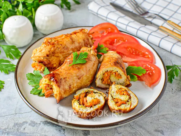 Фото блюда: Куриные рулетики с корейской морковкой