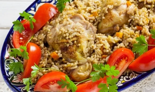 Фото блюда: Плов с рисом и гречкой