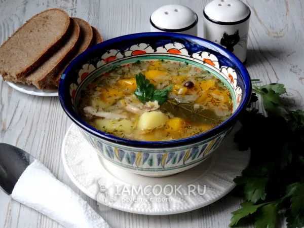 Фото блюда: Куриный суп с тыквой