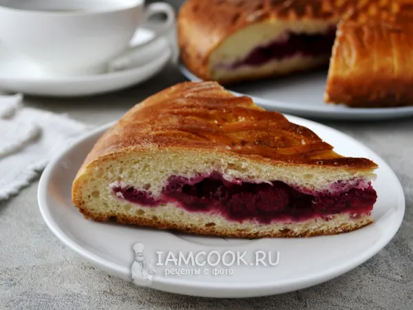 Фото блюда: Пирог с малиной из дрожжевого теста