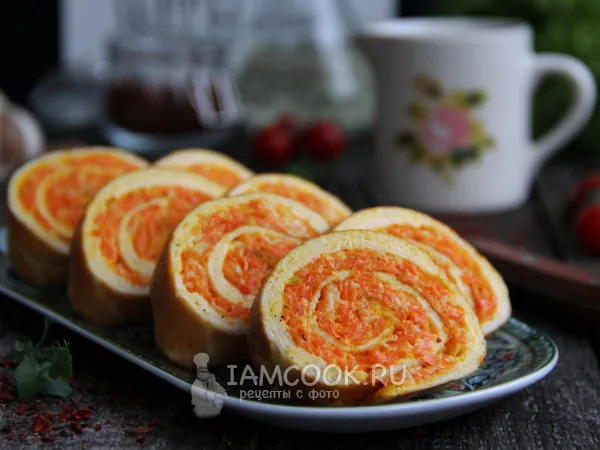 Фото блюда: Яичный рулет с морковью